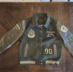 Lucky Brand Olive Varsity Jacket